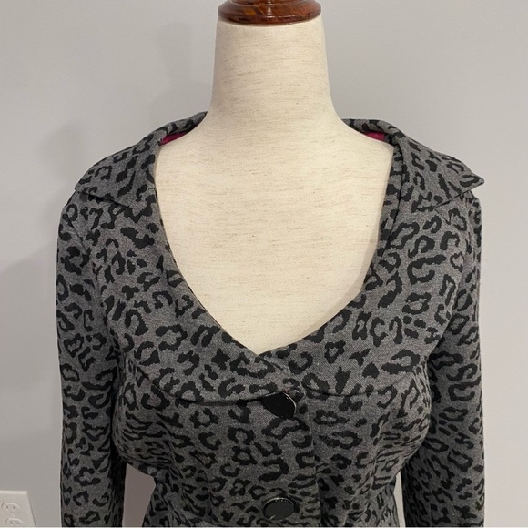 Sandro Leopard Print Belted Blazer Coat Medium - Picture 9 of 10